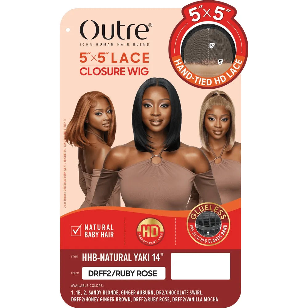 Outre 5x5 Lace Closure Human Hair Blend Wig Natural Yaki 14" thumbnail 7