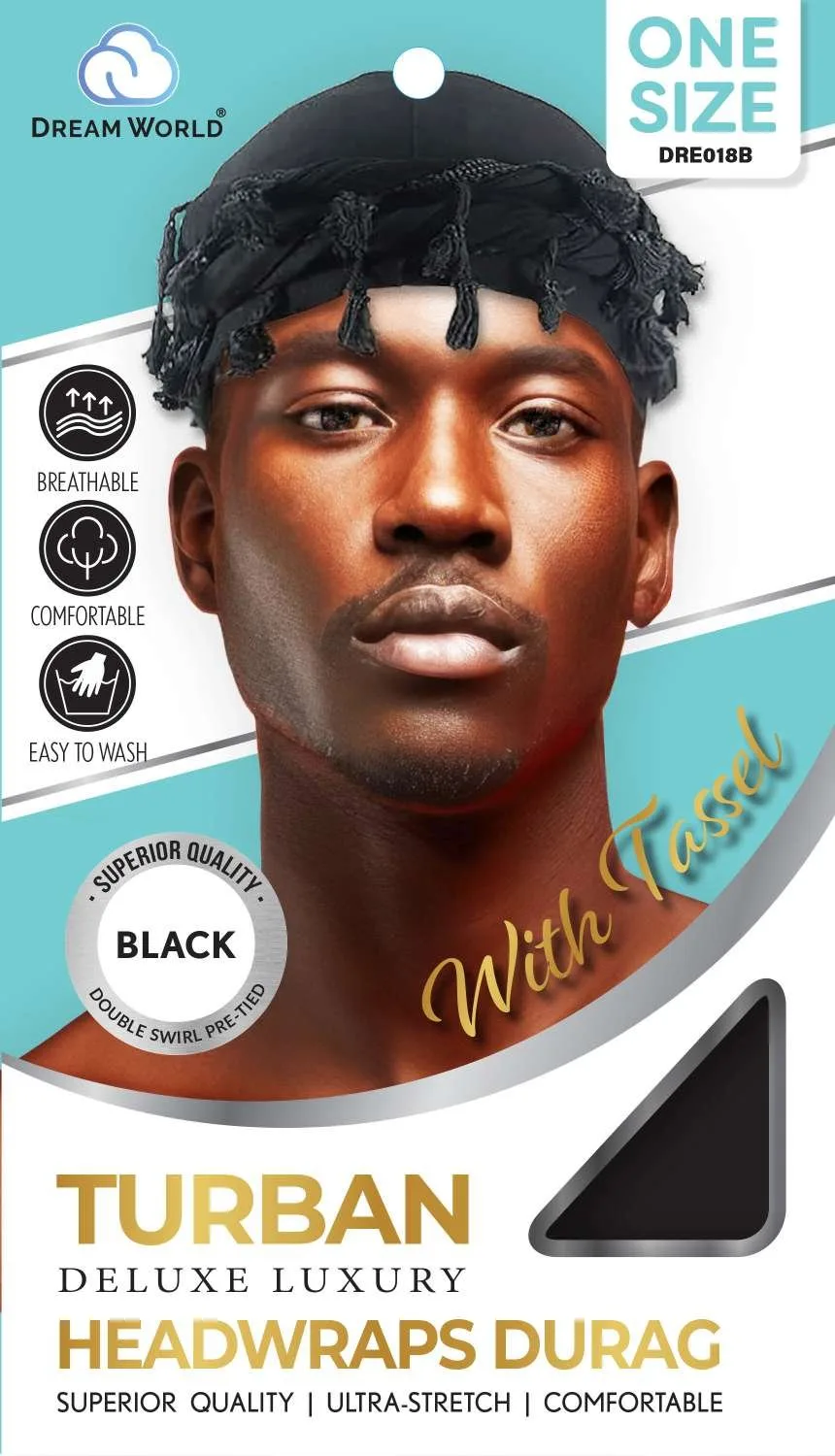 DREAM M-DURAG TURBAN WITH TASSEL BLACK