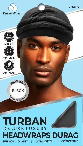 DREAM M-DURAG TURBAN HEADWRAPS BLACK