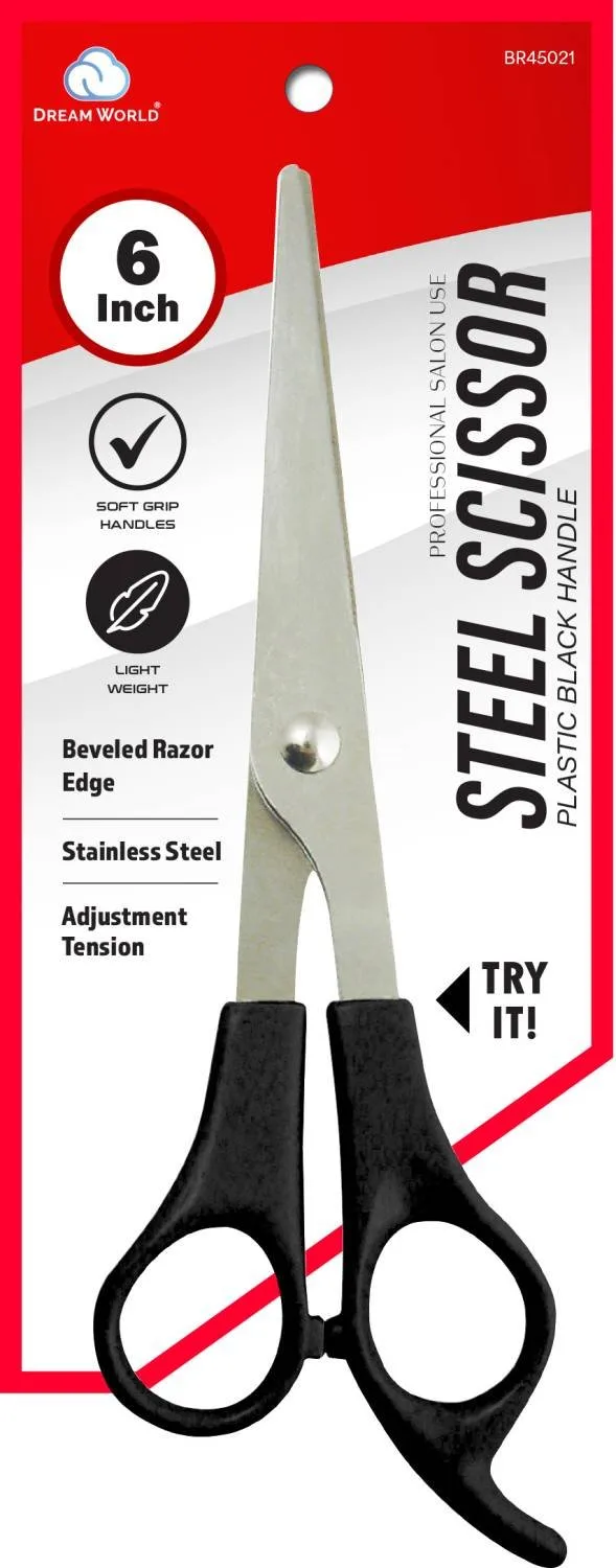 DREAM SCISSOR W/BLACK HANDLE 6 IN