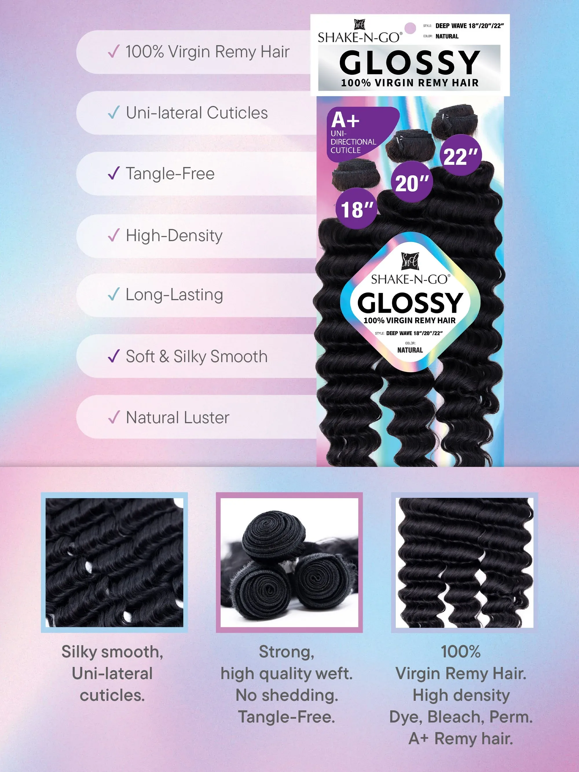 GLOSSY - DEEP WAVE - 100% Virgin Remy Hair thumbnail 3
