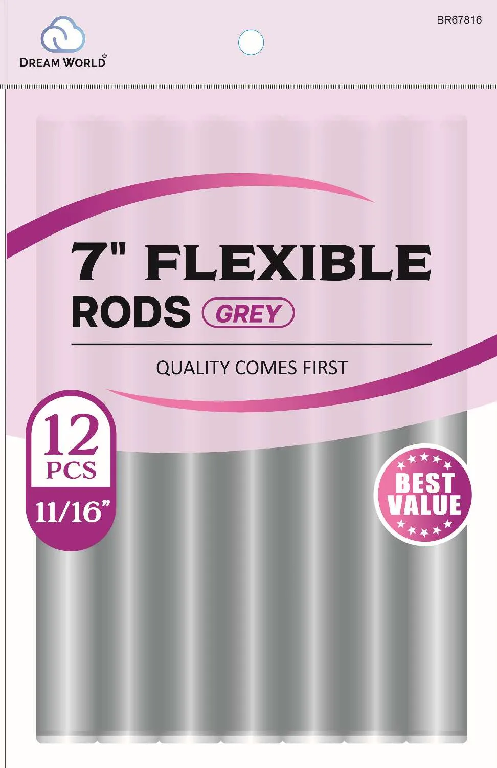 DREAM ROD FLEX 7 V/P GREY 12CT (11/16INCH)