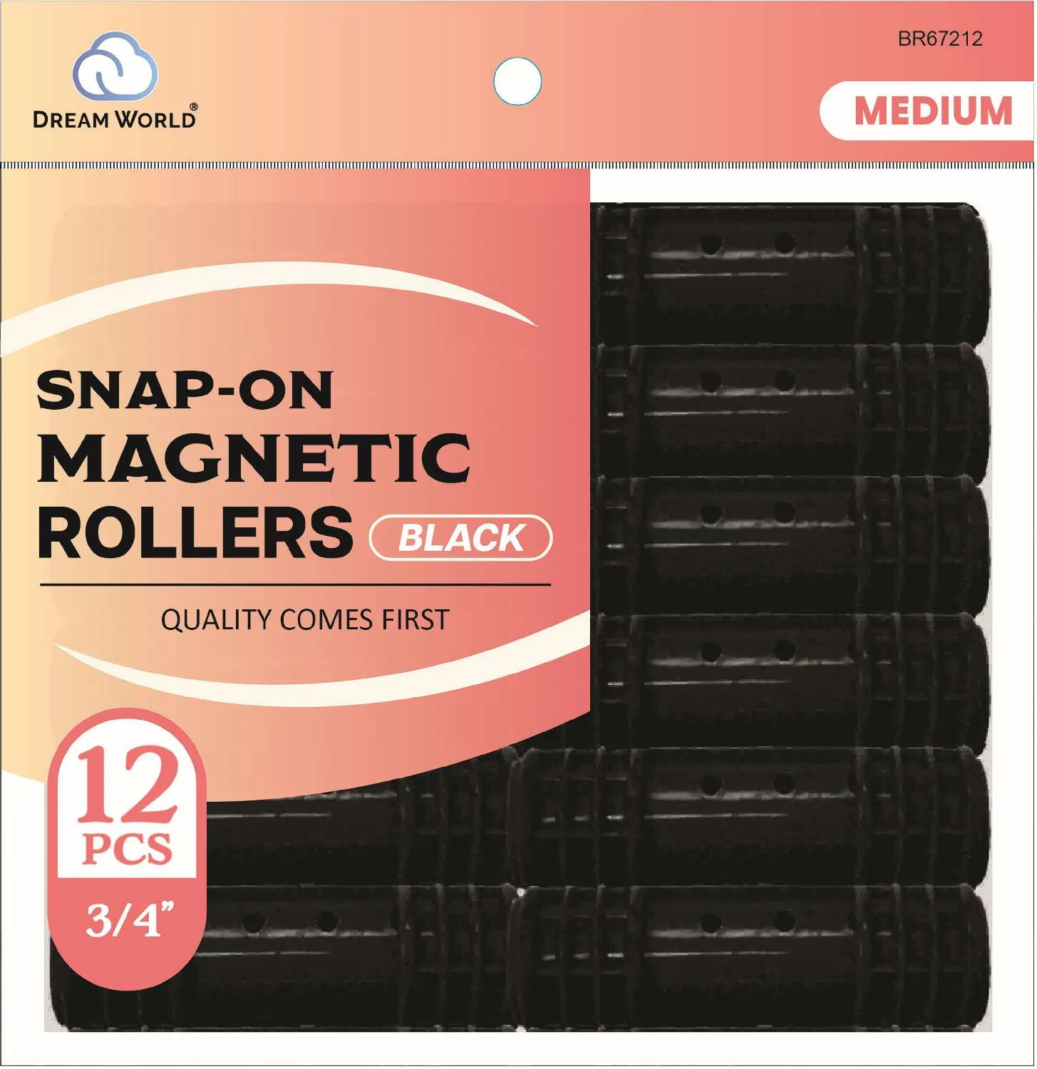 DREAM ROLLER S/ON MAG-BK 12CT MEDIUM (3/4INCH)