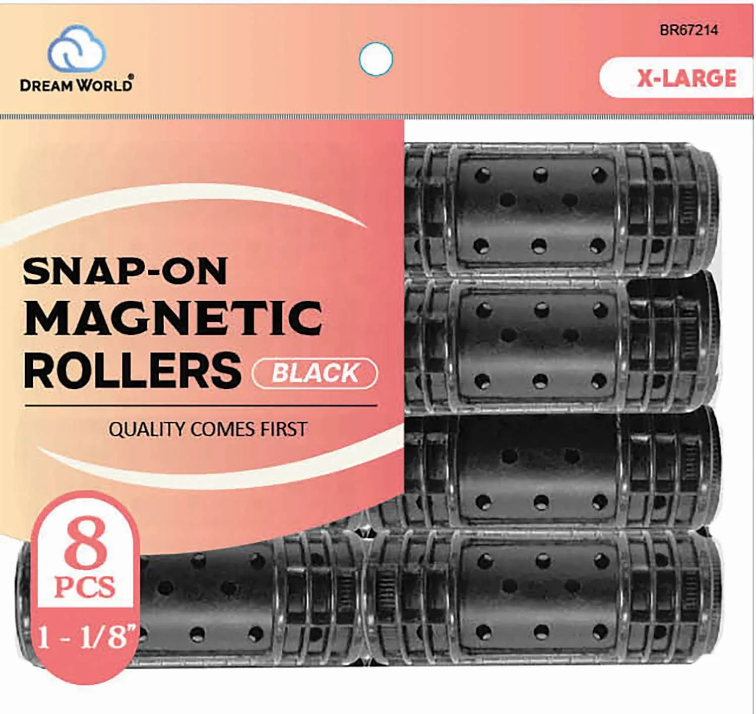 DREAM ROLLER S/ON MAG-BK 8CT X-LARGE (1 1/8INCH)