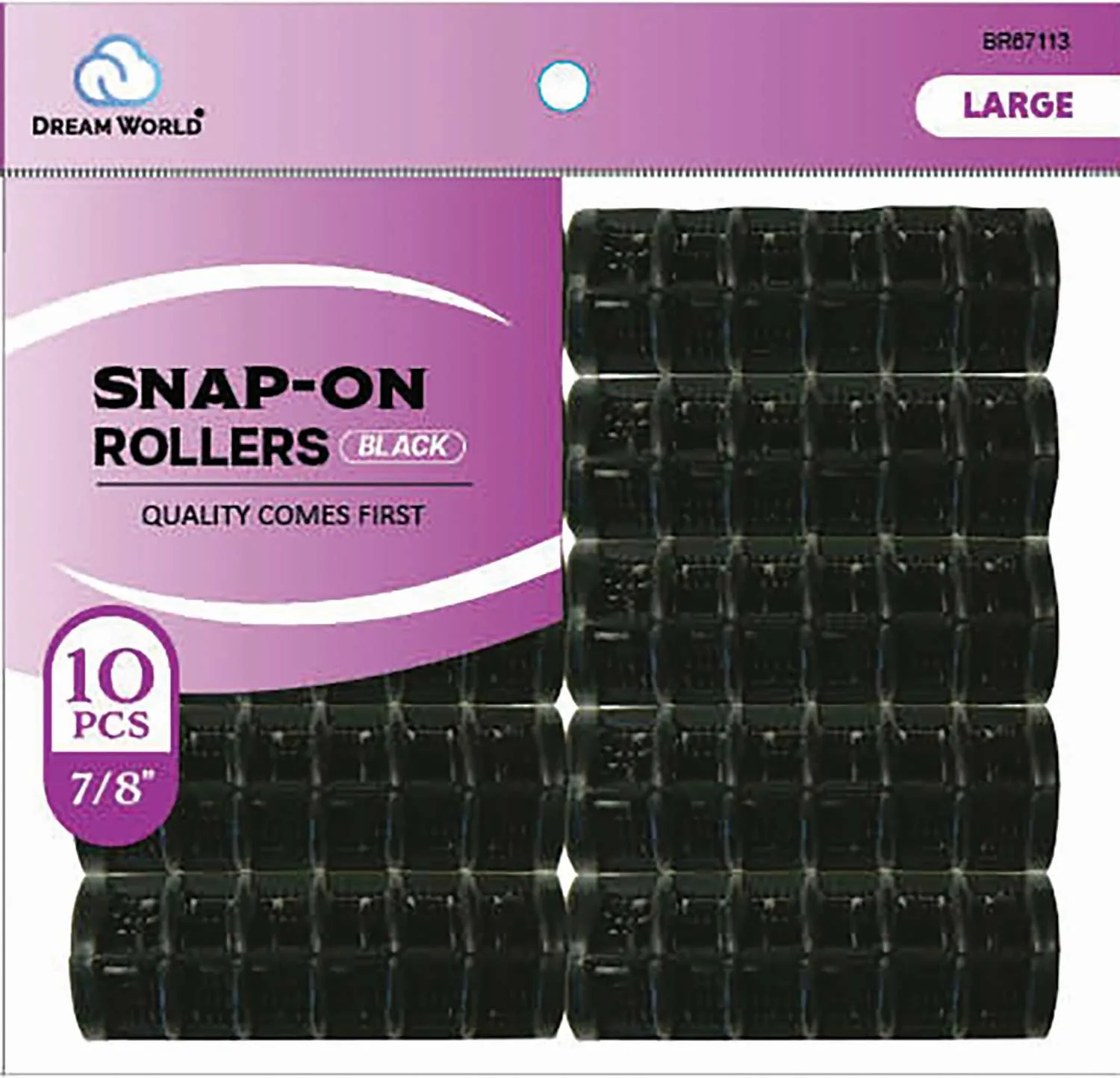 DREAM ROLLER S/ON-BK 10CT LARGE (7/8INCH)