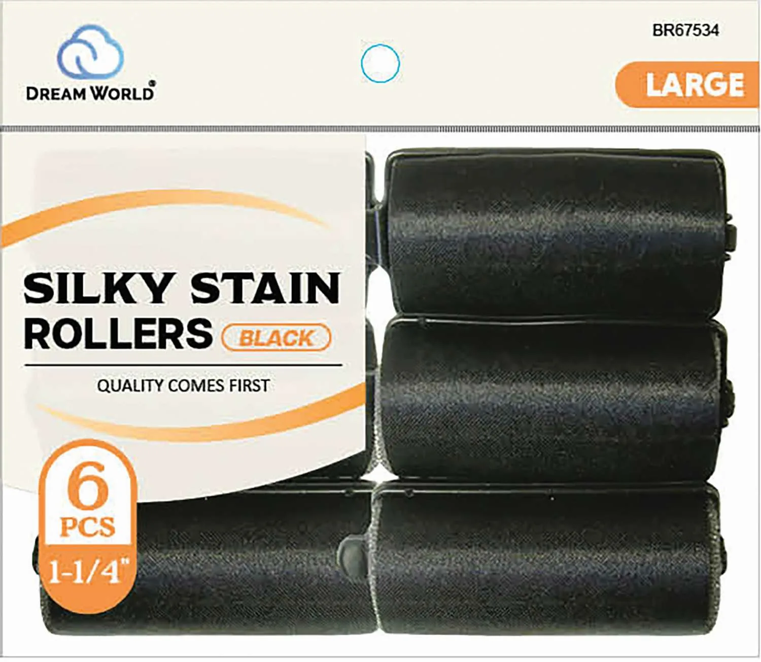DREAM ROLLER SILKY-BK 6CT LARGE (11/4INCH)