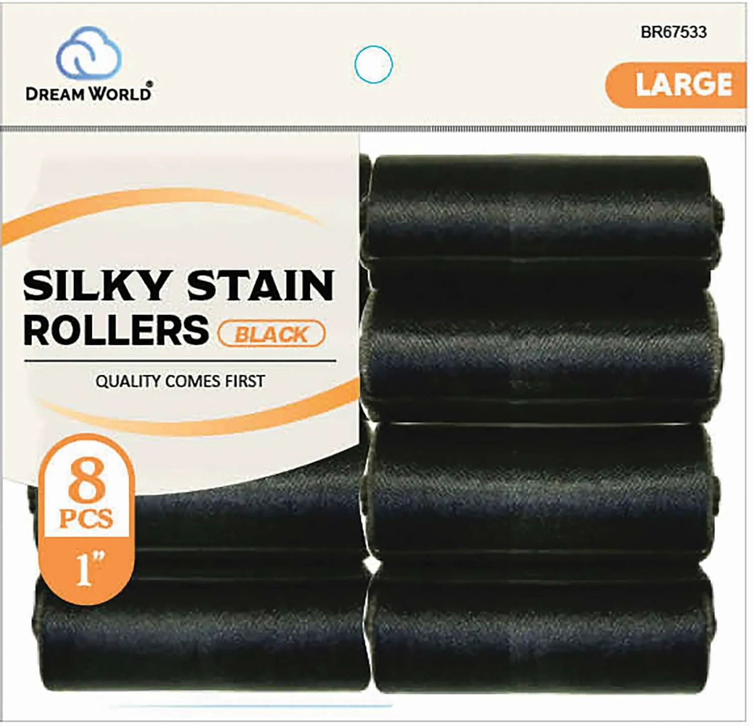 DREAM ROLLER SILKY-BK 8CT LARGE (1INCH)