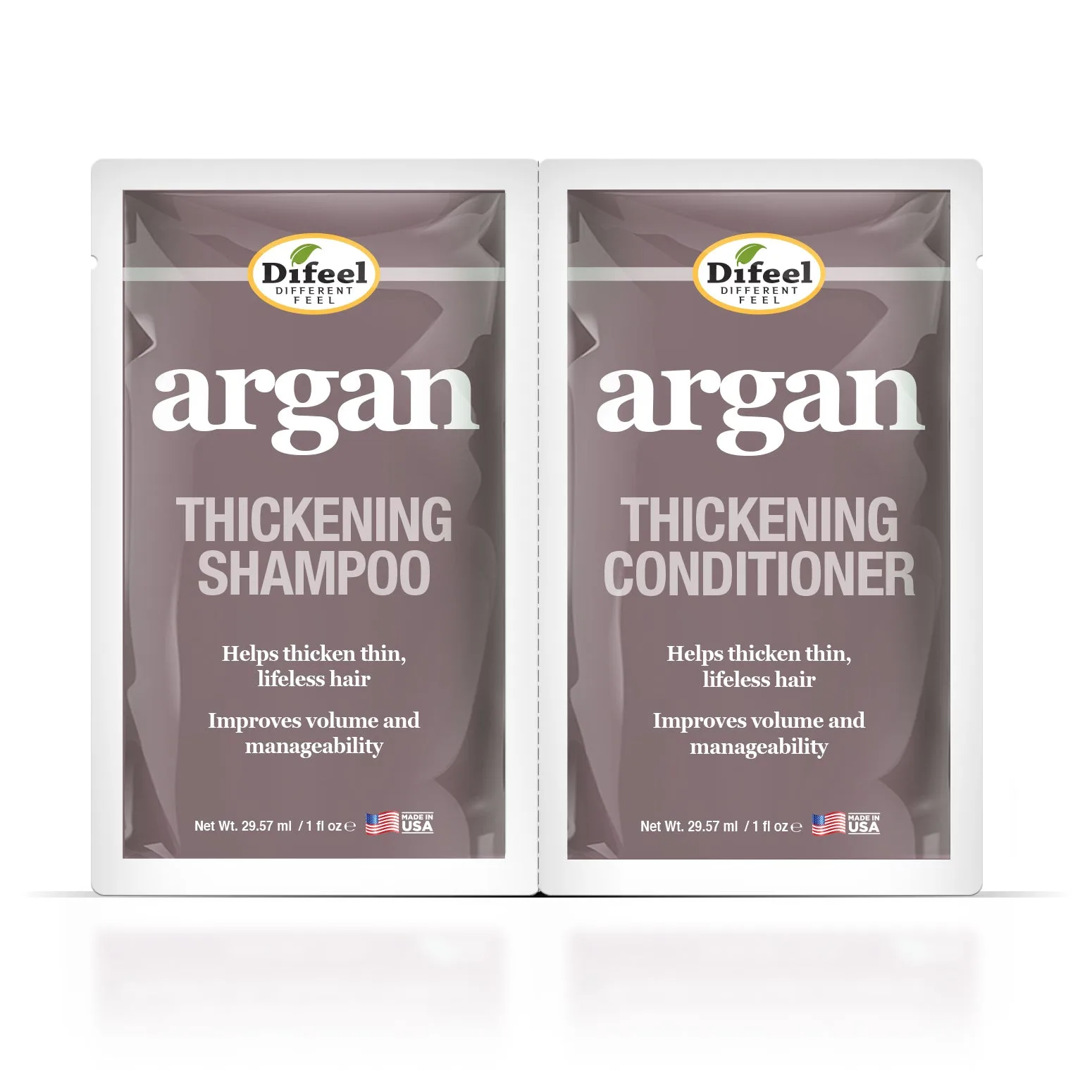 Difeel Argan Thickening Shampoo & Conditioner Combo Packet 2oz.