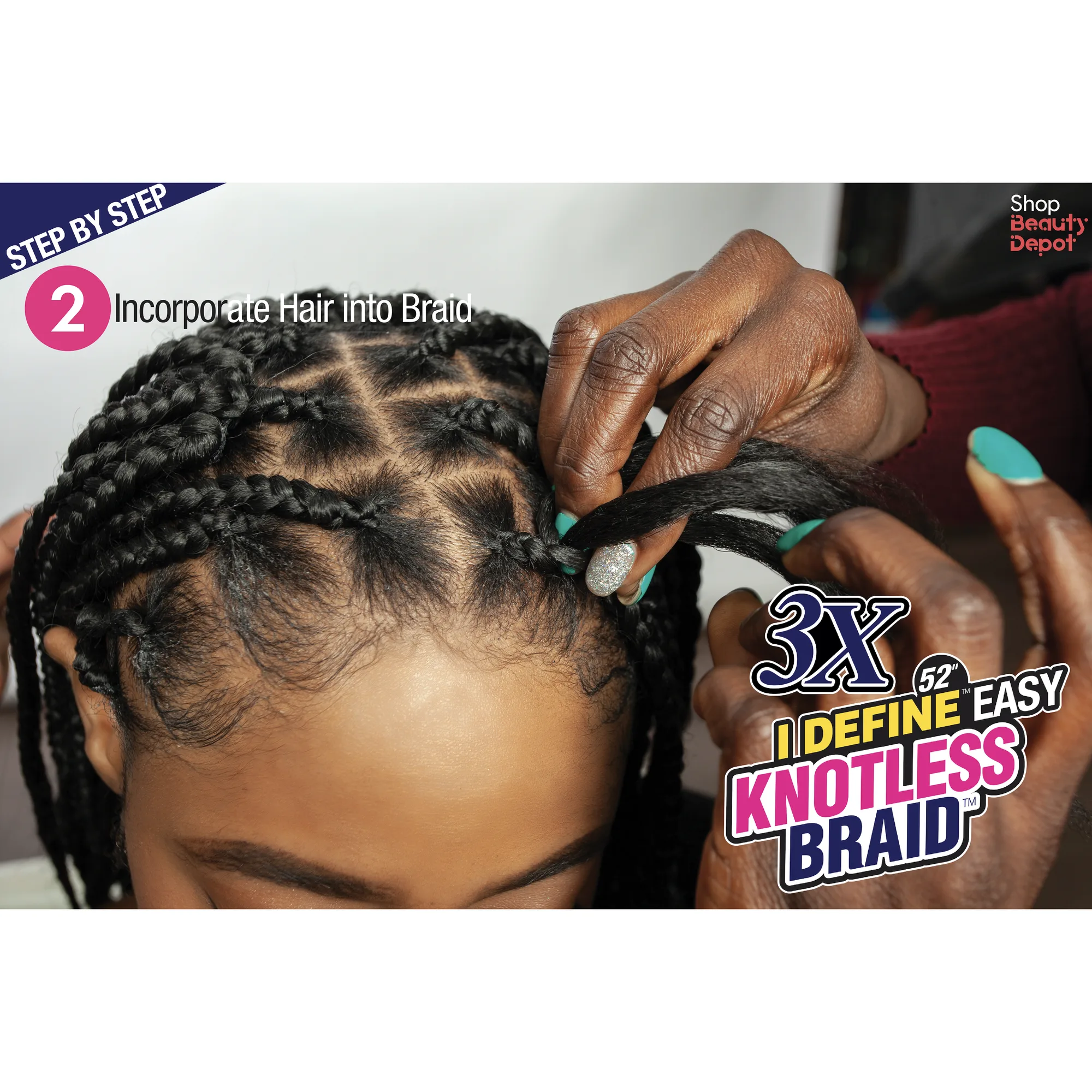 Afri-Naptural: 3X I-Define Easy Knotless Braid 52" (BRD308) thumbnail 4