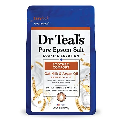 Dr Teal's Pure Epsom Salt, Soothe & Comfort with Oat Milk & Argan Oil, 3lbs - Bermur Distribution LLC