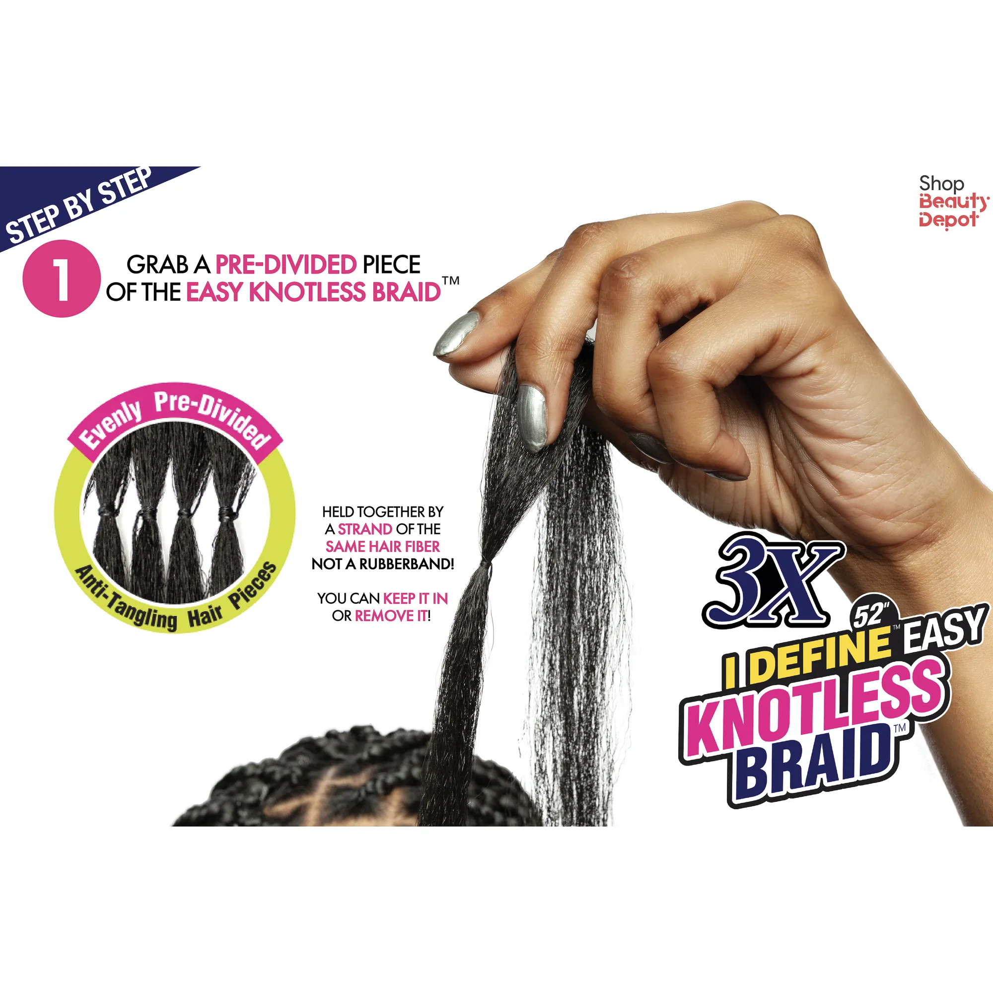 Afri-Naptural: 3X I-Define Easy Knotless Braid 52" (BRD308) thumbnail 7