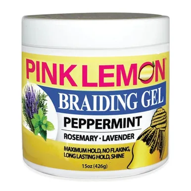 Pink Lemon Braiding Gel Peppermint with Maximum Hold and Long Lasting Hold 15Oz (426g)