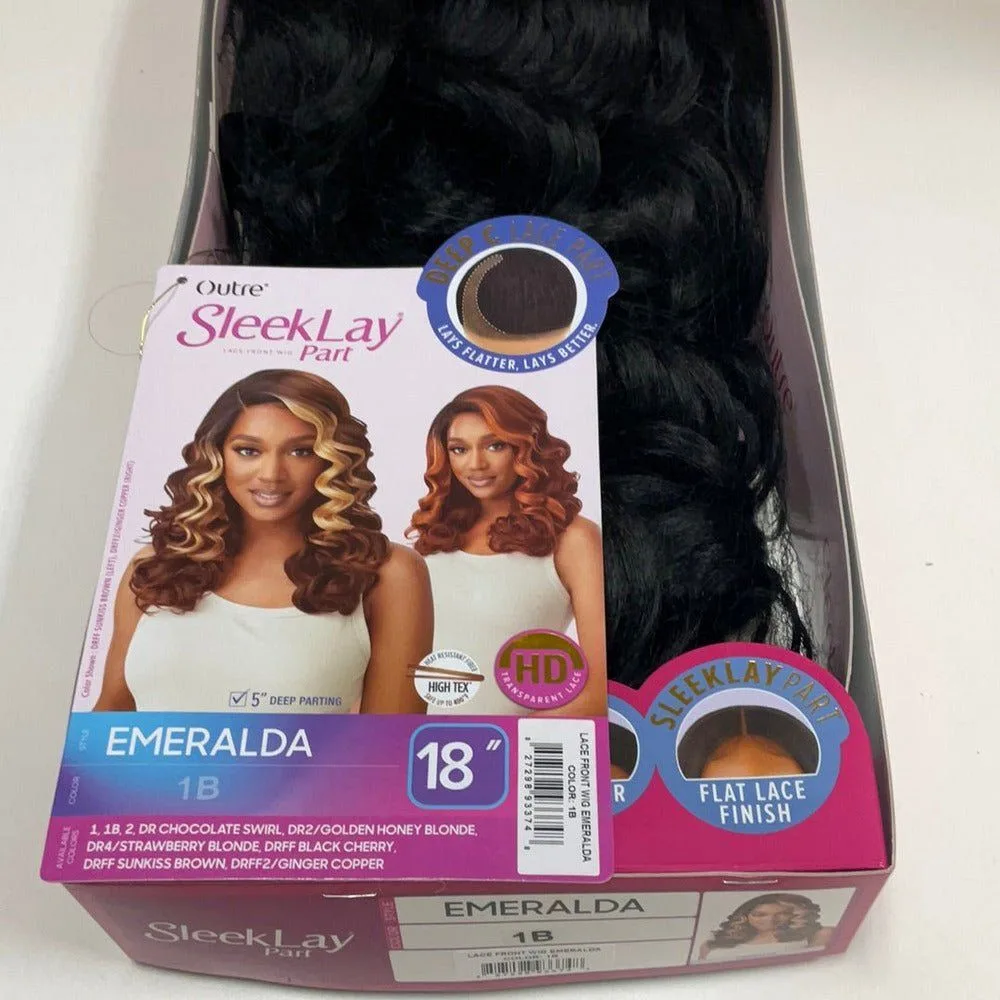 Outre Sleeklay Part Deep C Part Synthetic Lace Front Wig - Emeralda thumbnail 6