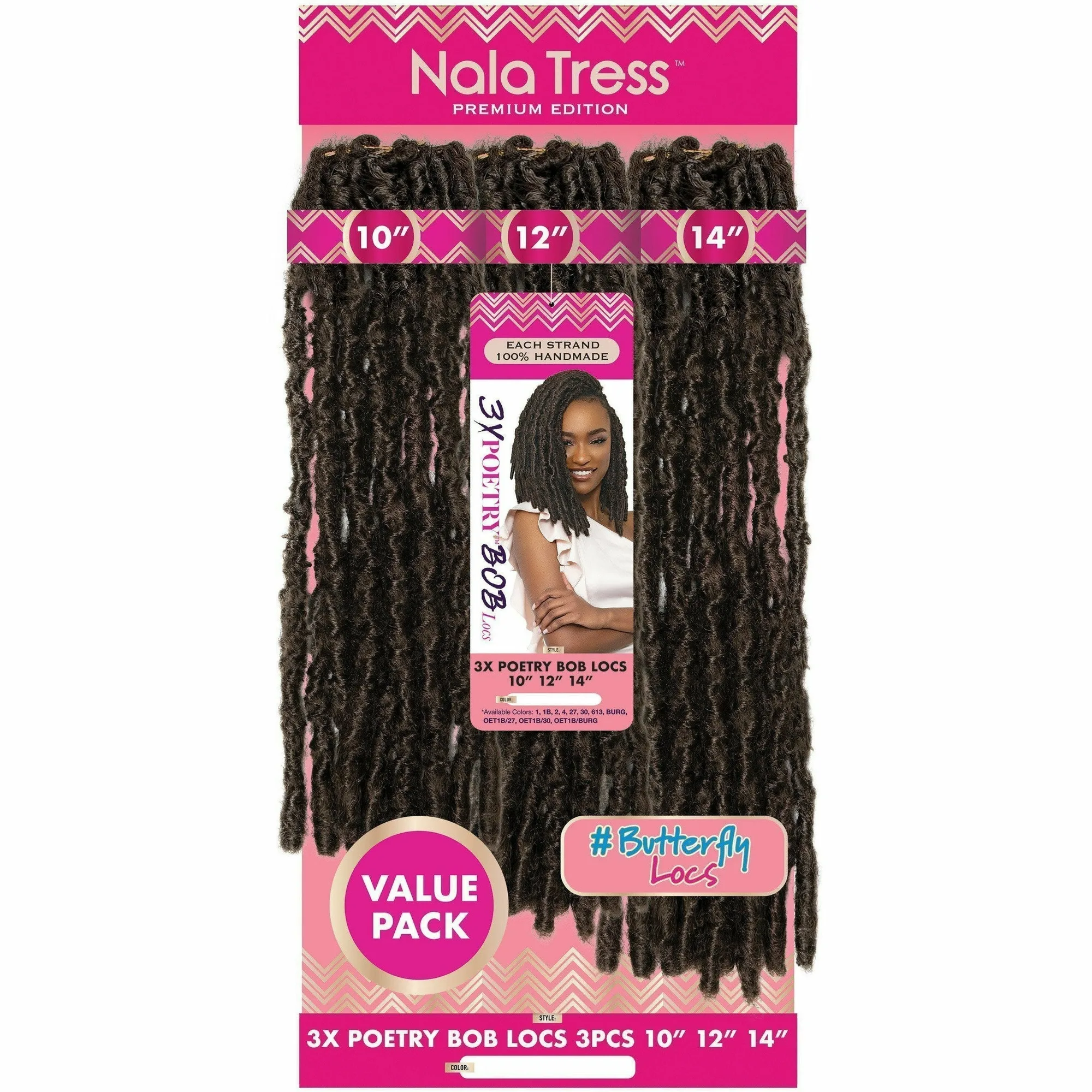 Janet Collection: Nala Tress 3x Poetry Bob Locs 10/12/14" Crochet Braids - FINAL SALE thumbnail 2