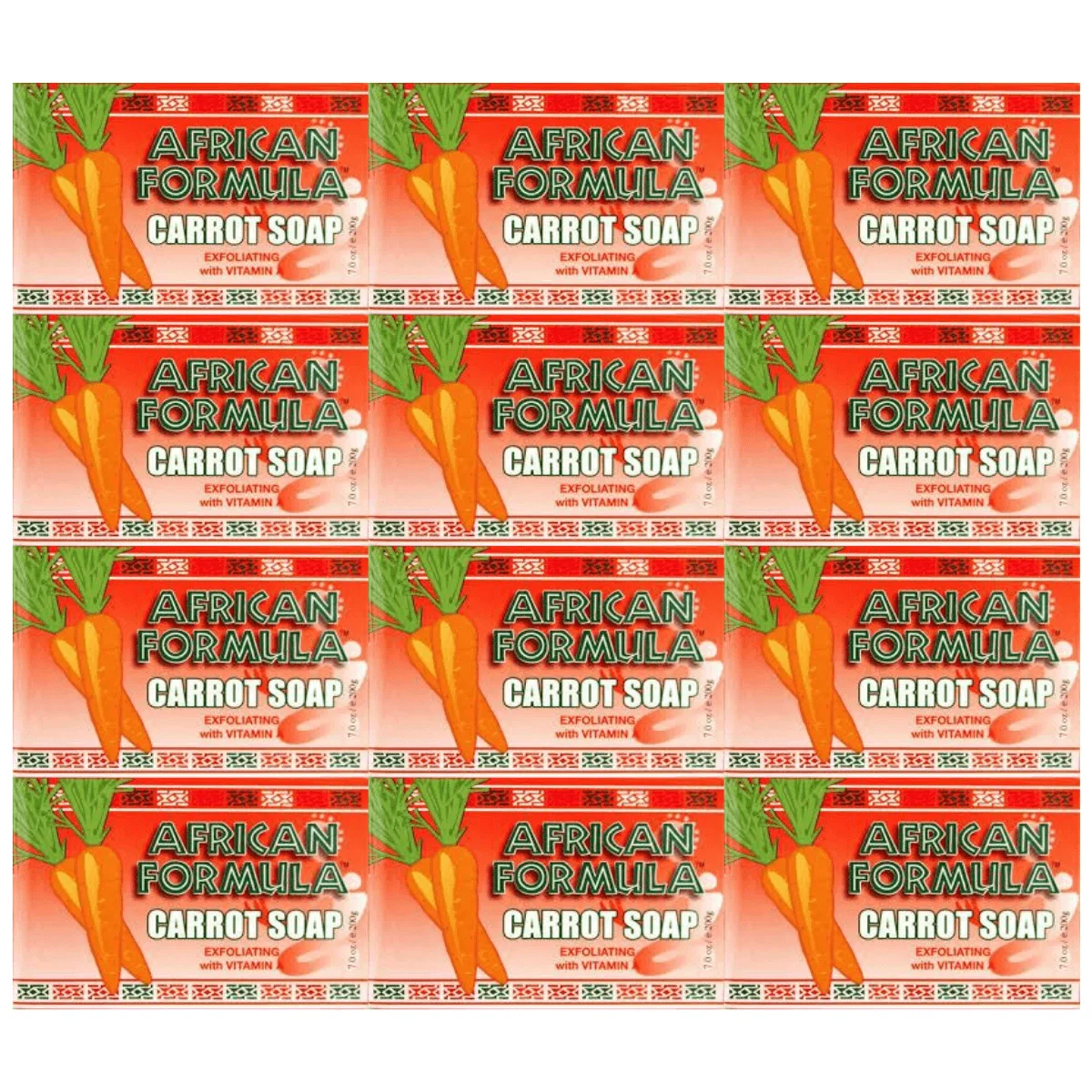 African Formula Carrot Soap with Vitamin A 3oz (12 Pack)