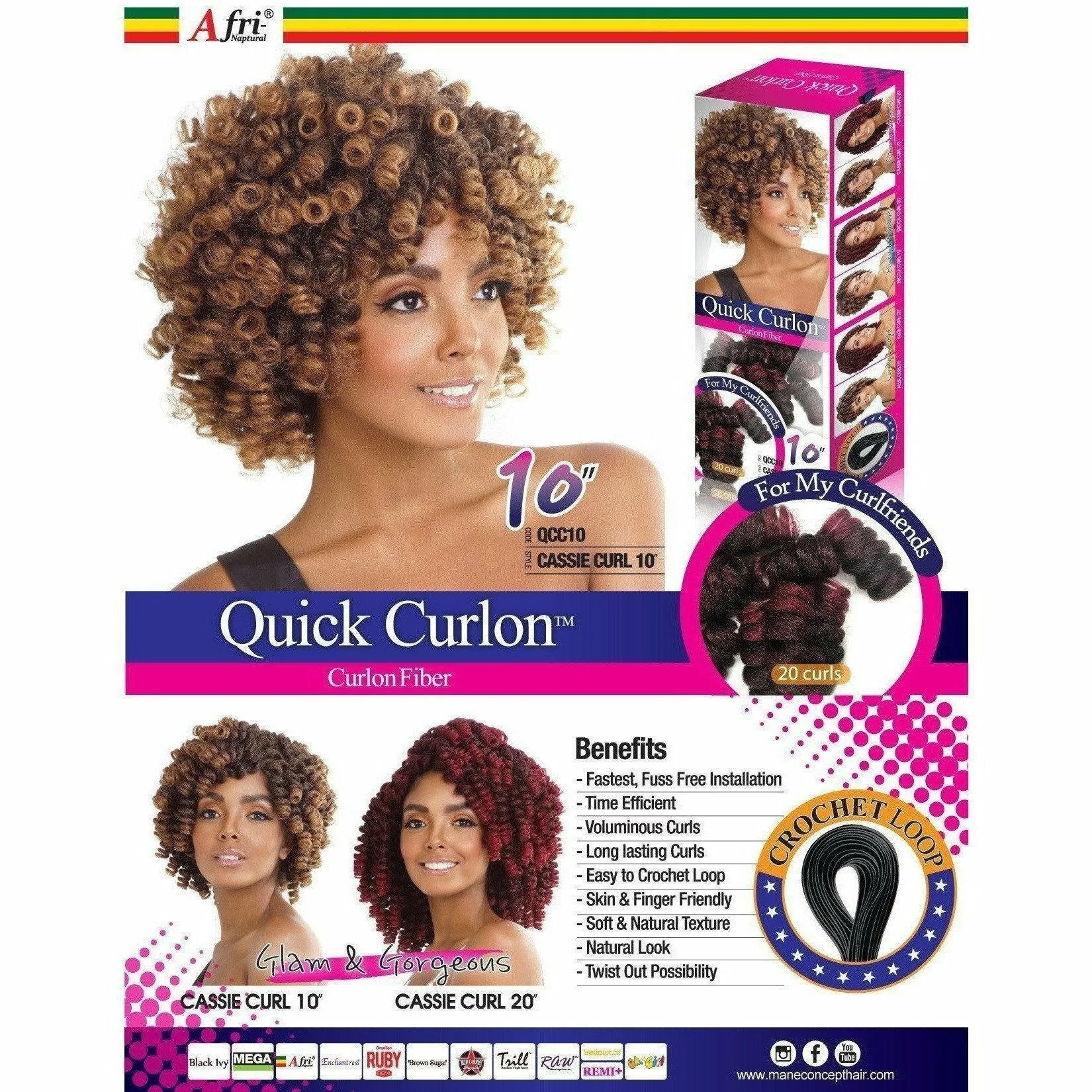 Afri-Naptural® Quick Curlon CASSIE CURL 10” (QCC10) - FINAL SALE thumbnail 4