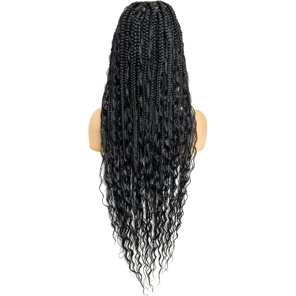 B & B Knotless Synthetic HD Lace Wig - Triangle Bohemian Box Braid 32” alternate