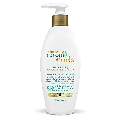 OGX Quenching Plus Coconut Curls Frizz-Defying Curl Styling Milk, 6 Fluid Ounce