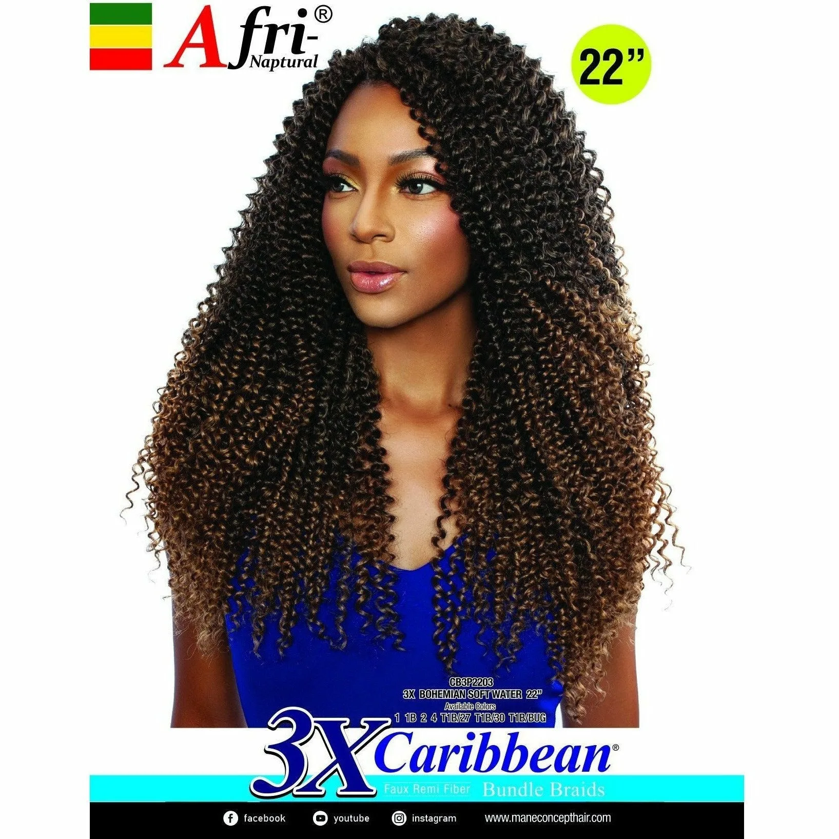 Afri-Naptural: 3X Caribbean Bohemian Soft Water 22" (CB3P2203) thumbnail 5