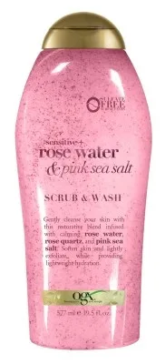 BL Ogx Body Scrub & Wash Rose Water & Pink Sea Salt 19.5oz - Pack of 3