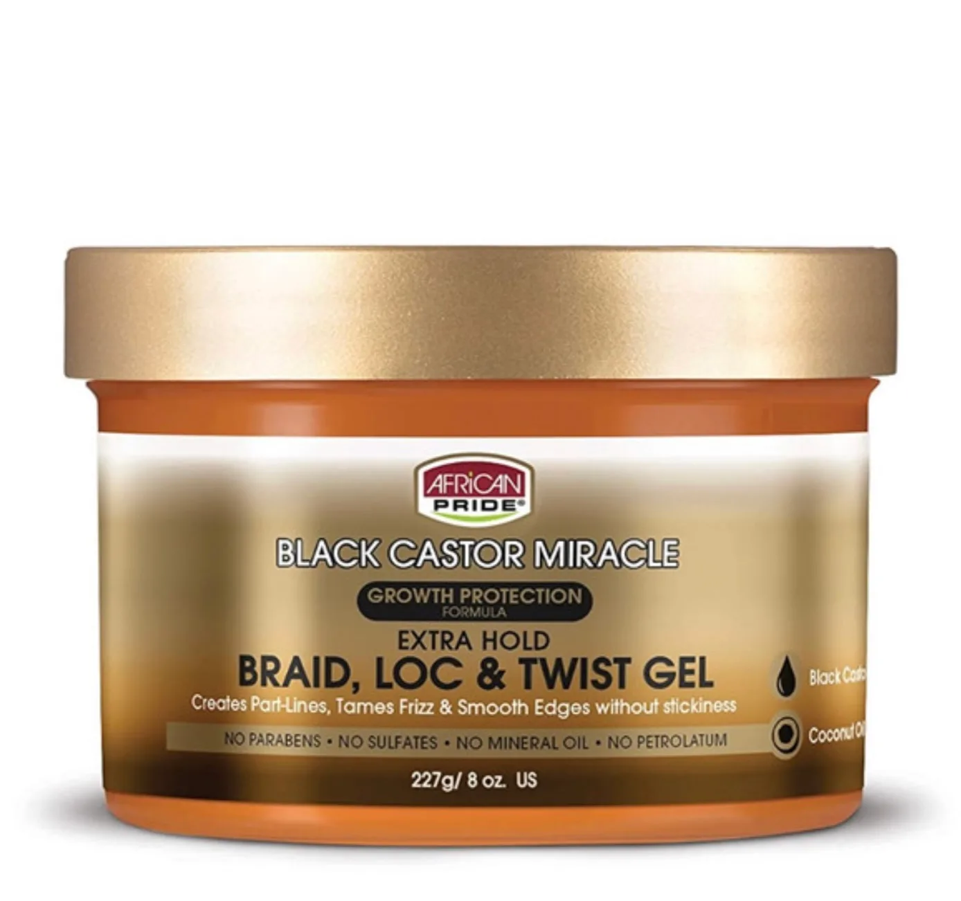 African Pride Black Castor Miracle Extra Hold Braid, Loc, & Twist Gel