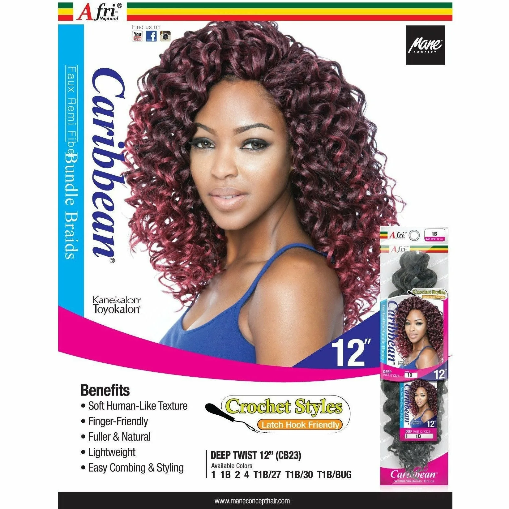 Afri Naptural: Caribbean Deep Twist 12" Crochet Braid (CB23) -FINAL SALE thumbnail 2