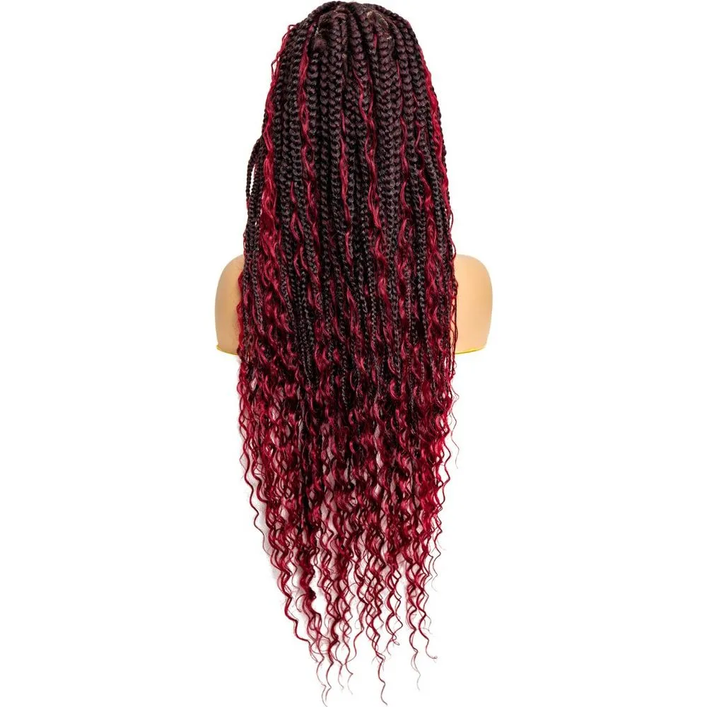B & B Knotless Synthetic HD Lace Wig - Triangle Bohemian Box Braid 32” thumbnail 5