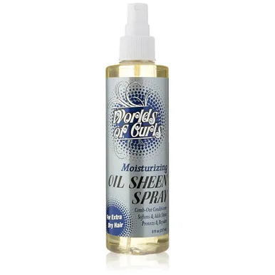 Worlds Of Curls Comb Out Conditioner and Oil Sheen Spray Moisturizer Extra Dry Hair, 8 Oz