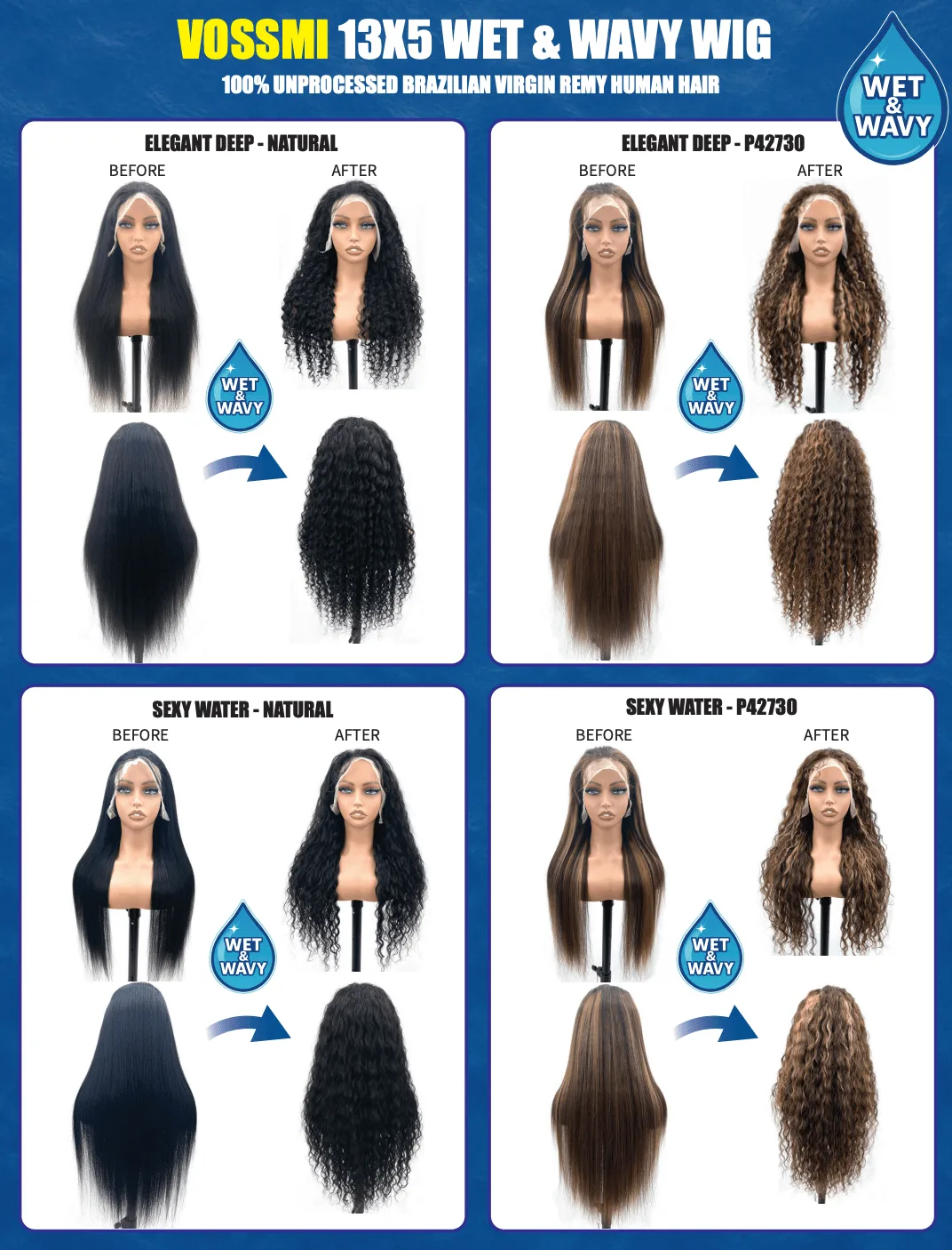 Beautiful Day Vossmi 13X5 Wet & Wavy Wig - Natural