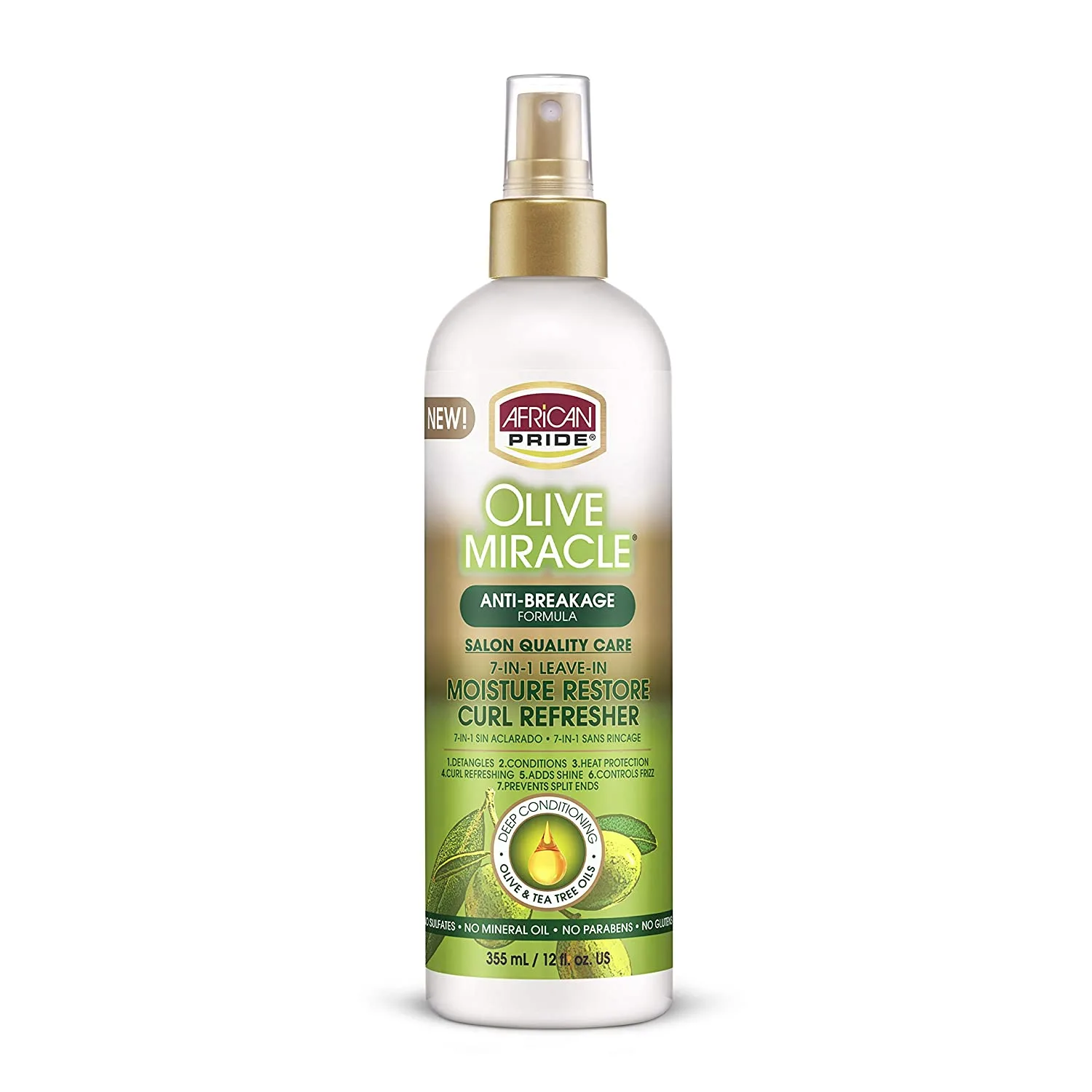 African Pride Olive Miracle 7-IN-1 Leave-In Moisture Restore Hair Curl Refresher