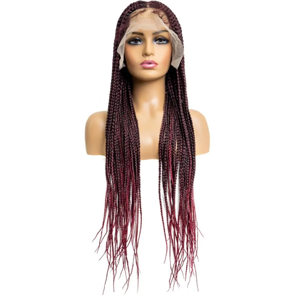 B & B Knotless Synthetic 100% Full HD Lace Wig - Square Box Braid thumbnail 4
