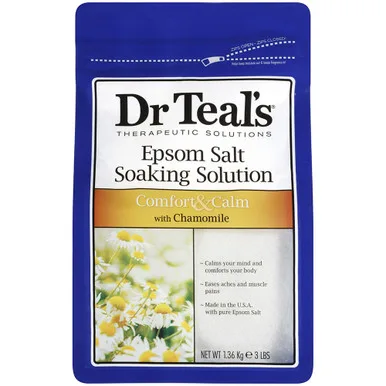 Dr Teals Epsom Salt Soaking Solution Comfort and Calm with Chamomile Helps Calm Mind and Comfort Your Body 3Lbs