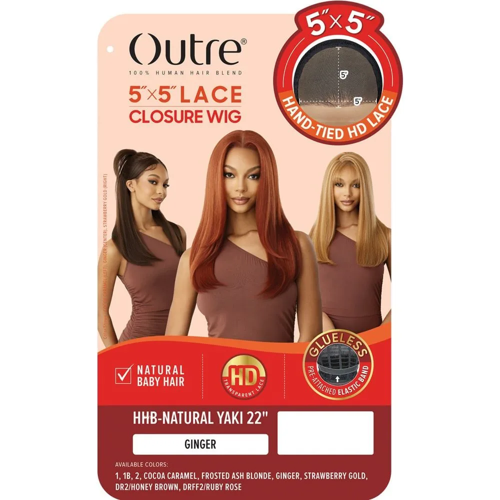 Outre 100% Human Hair Blend 5x5 HD Lace Closure Wig - Natural Yaki 22" thumbnail 6