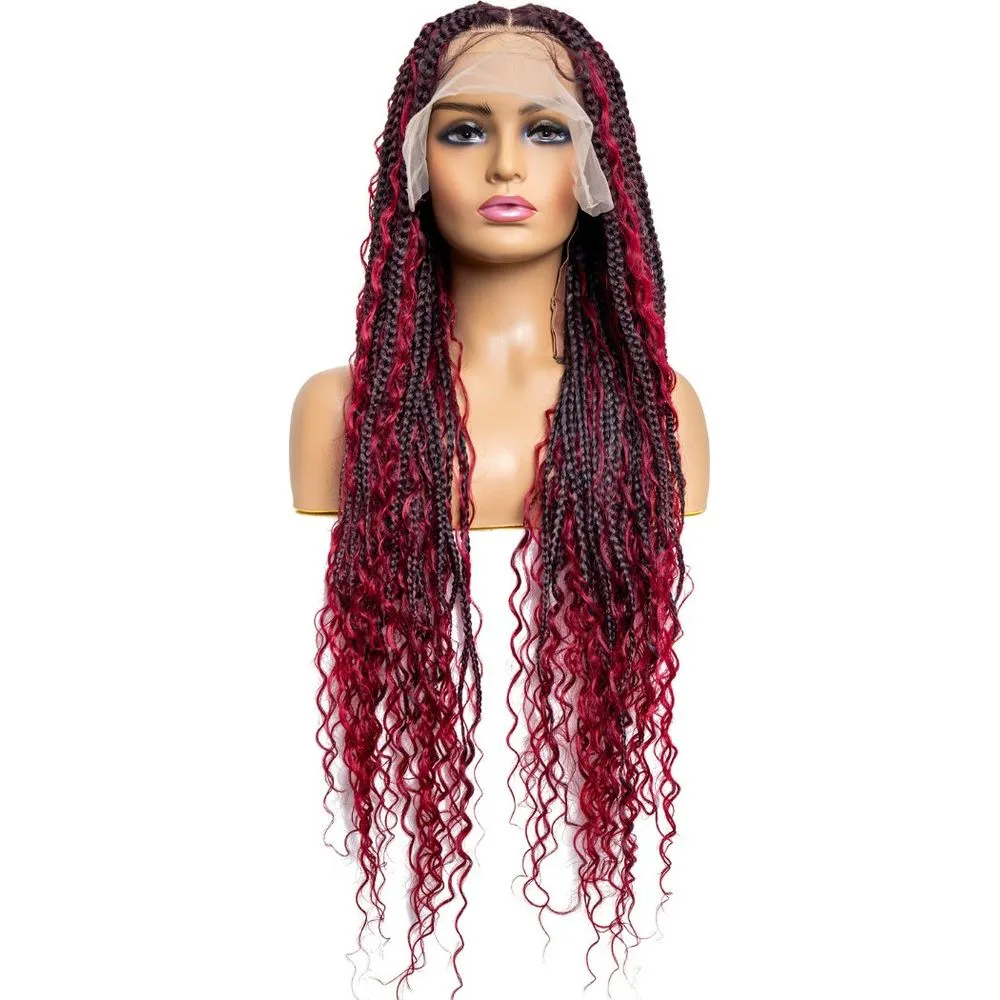 B & B Knotless Synthetic HD Lace Wig - Triangle Bohemian Box Braid 32” thumbnail 4