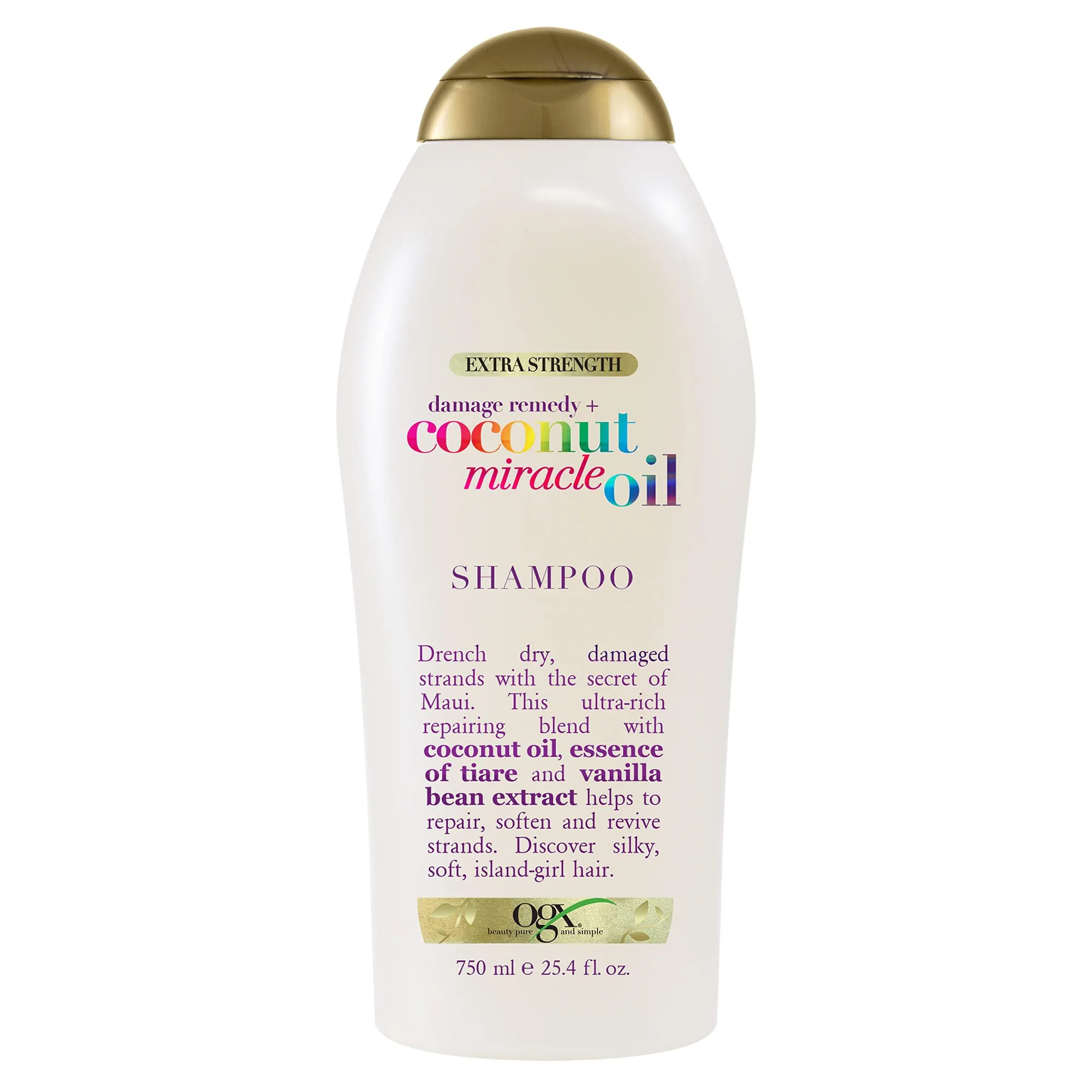 OGX Extra Strength Coconut Miracle Oil Shampoo 25.4 Fl Oz - Hydrating &amp; Flyaway Taming for Dry, Frizzy, or Coarse Hair