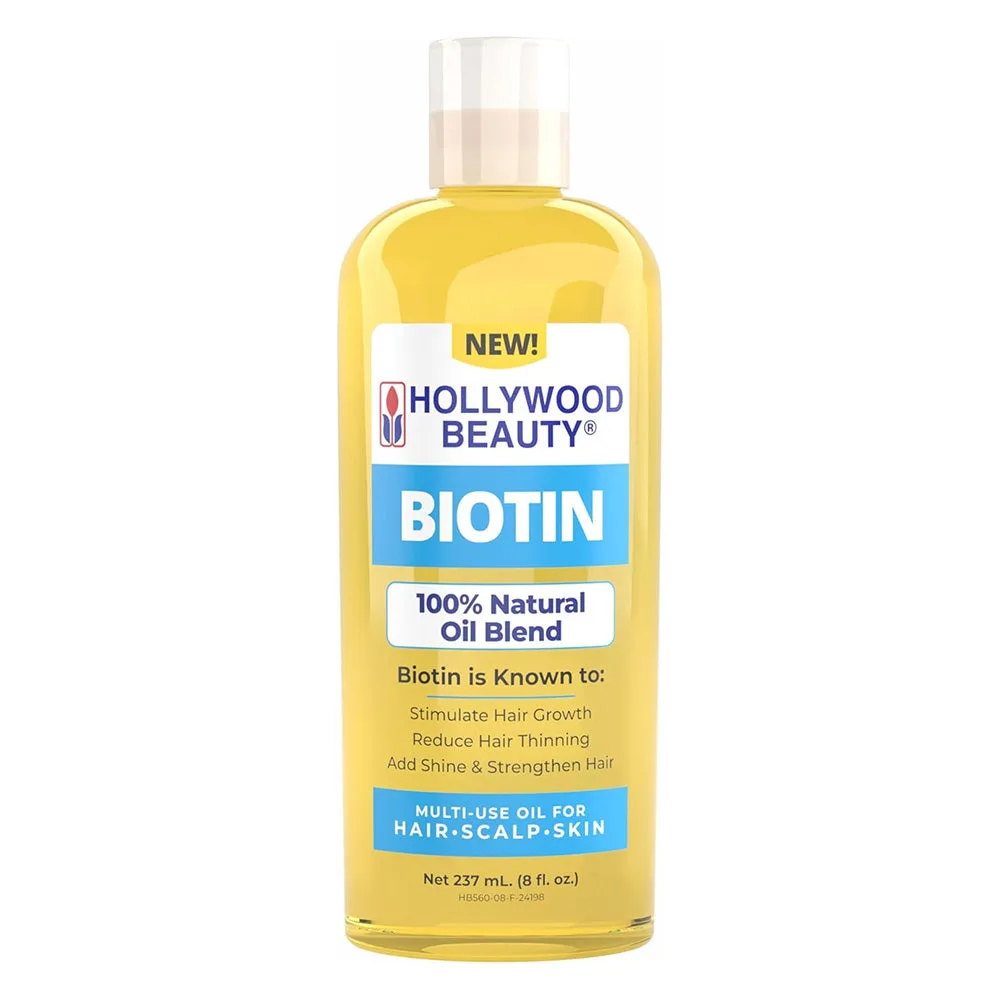 Hollywood Beauty Biotin Multi Use Oil for Scalp Hair and Skin 8Oz (237
