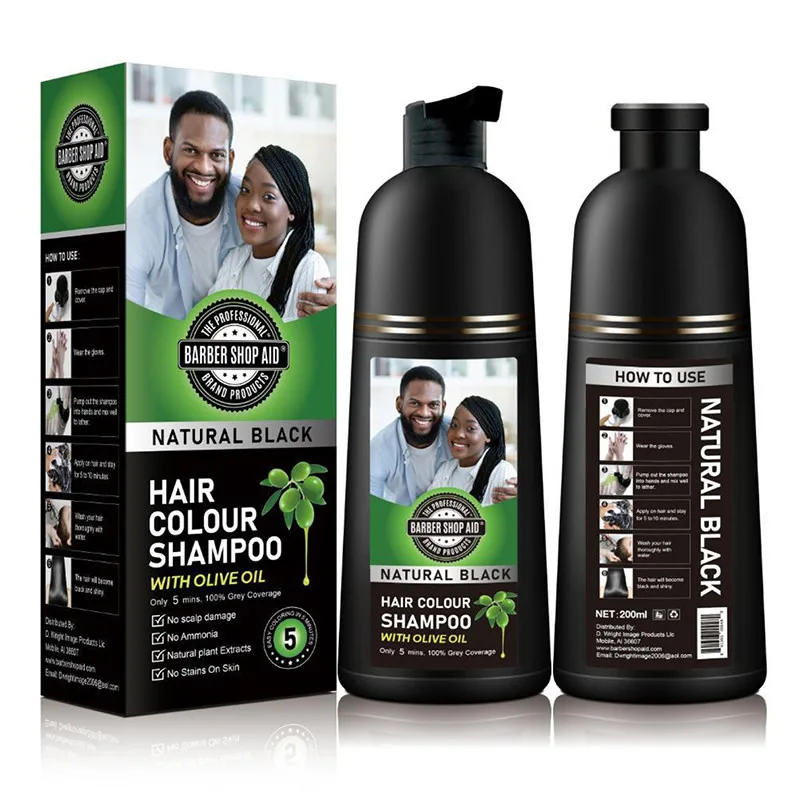 Barber Shop Aid Hair Colour Shampoo with Olive Oil Natural Black 200ml
