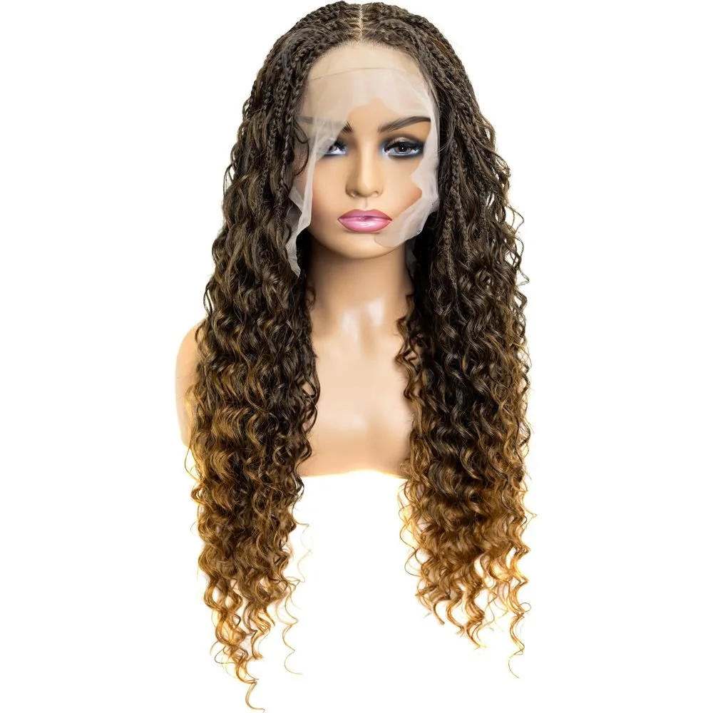 B & B Knotless Synthetic Full Lace Braided Wig - Micro Deep Wave 24" alternate