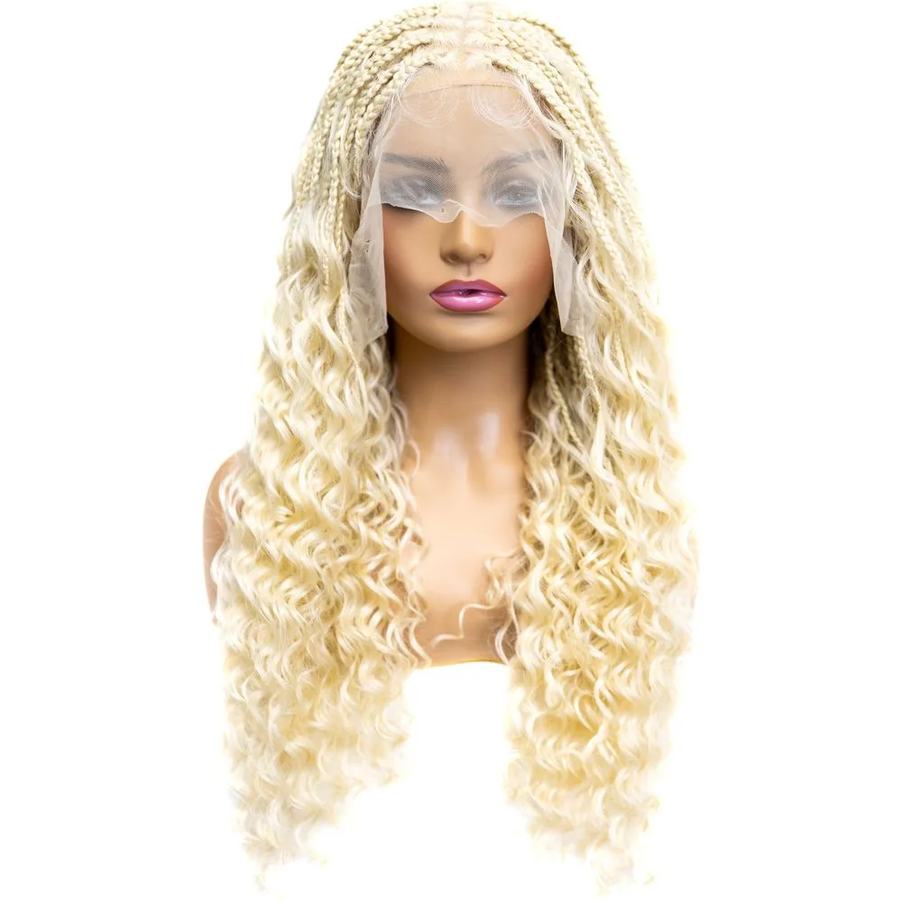 B & B Knotless Synthetic Full Lace Braided Wig - Micro Deep Wave 24" thumbnail 4