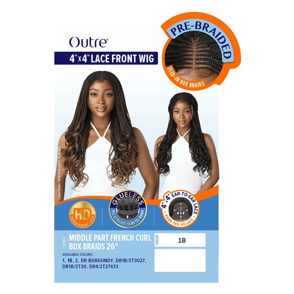 Outre 4x4 HD Lace Front Wig - Middle Part French Curl Box Braids 26” thumbnail 5