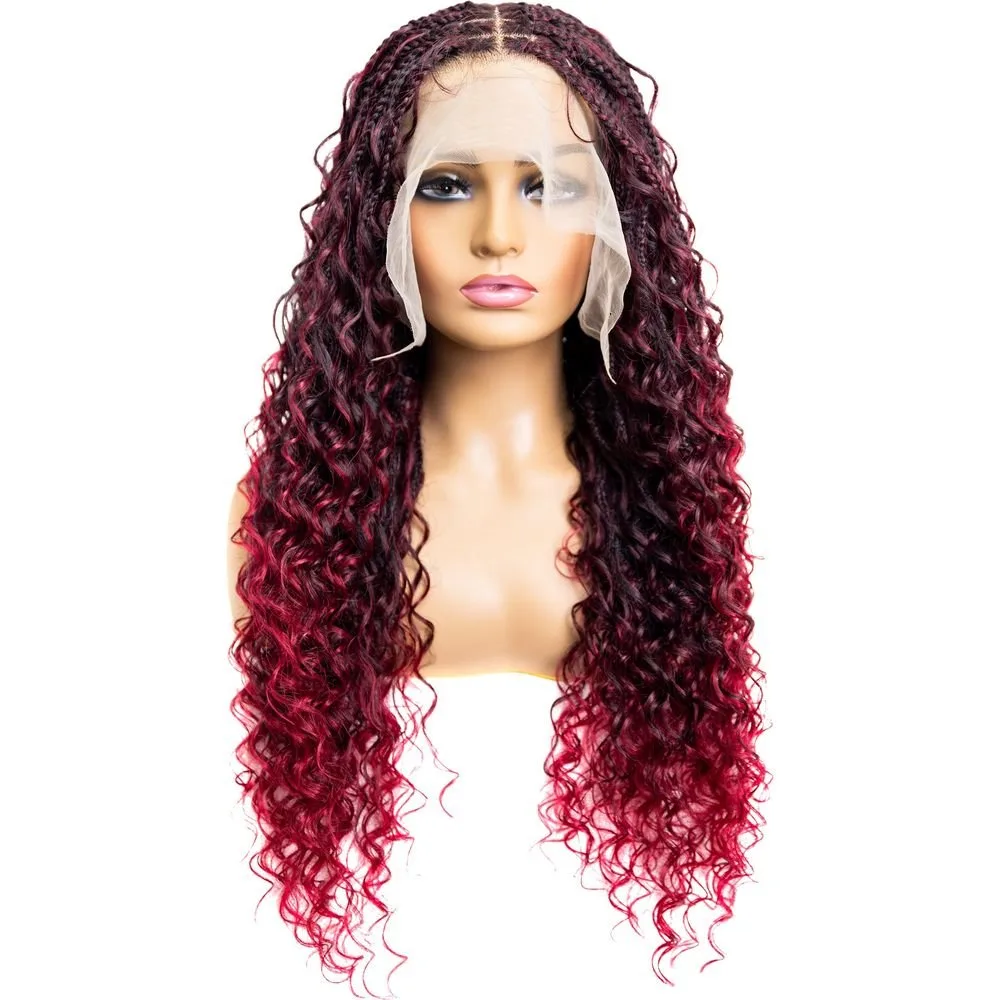 B & B Knotless Synthetic Full Lace Braided Wig - Micro Deep Wave 24" thumbnail 3